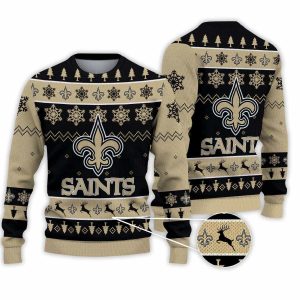2025 Saints Football Reindeer Christmas Ugly Sweater