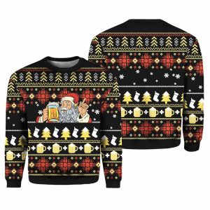 Santa Beer Christmas Ugly Christmas Sweater 1