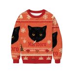 Smoking Black Cat Ugly Christmas Sweater