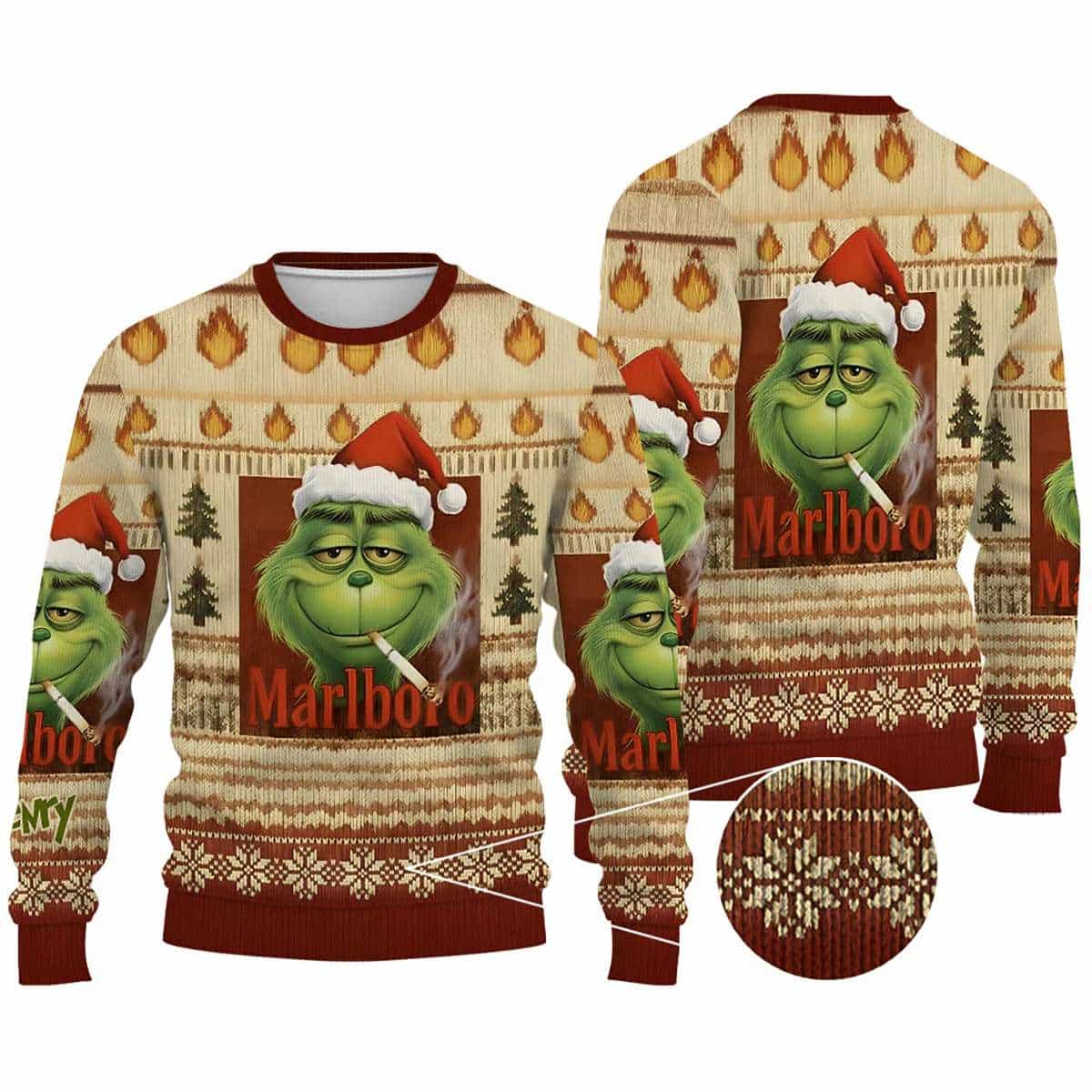 Smoking Grnch Marlboro Christmas Ugly Sweater Smoking Grnch Marlboro Christmas Ugly Sweater