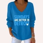 Sundays Are Better Detroit Football Waffle Long Sleeve T-Shirt