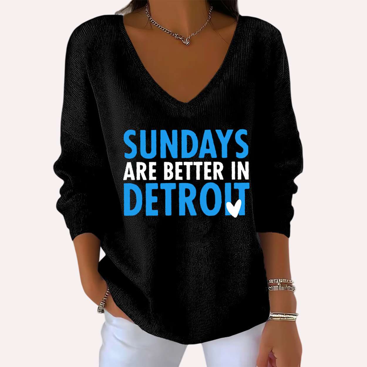 Sundays Are Better Detroit Football Waffle Long Sleeve T-Shirt Sundays Are Better Detroit Football Waffle Long Sleeve T-Shirt