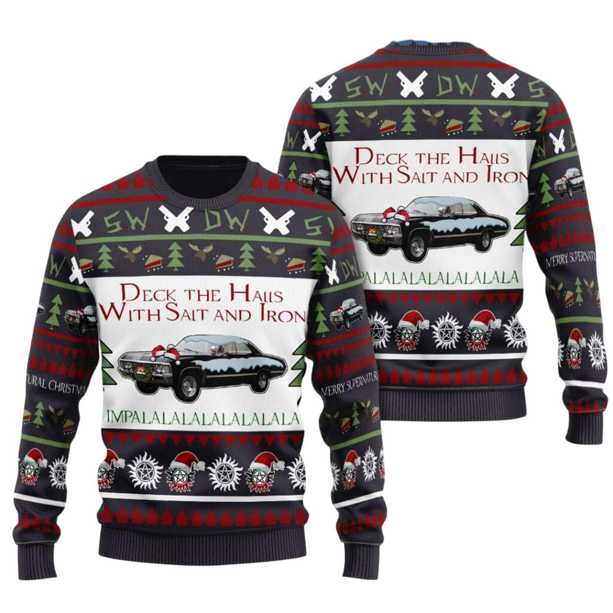 Supernatural Deck The Halls With Salt And Iron Ugly Sweater Supernatural Deck The Halls With Salt And Iron Ugly Sweater