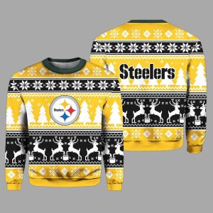 2025 Christmas Steelers Reindeer Football Ugly Sweater 2