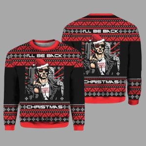 Terminator I'll Be Back A Very Cyber Christmas Sweater 1 Terminator Ill Be Back A Very Cyber Christmas Ugly Sweater 2