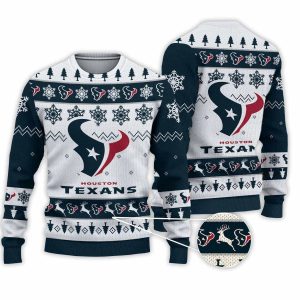 2025 Texans Football Reindeer Christmas Ugly Sweater