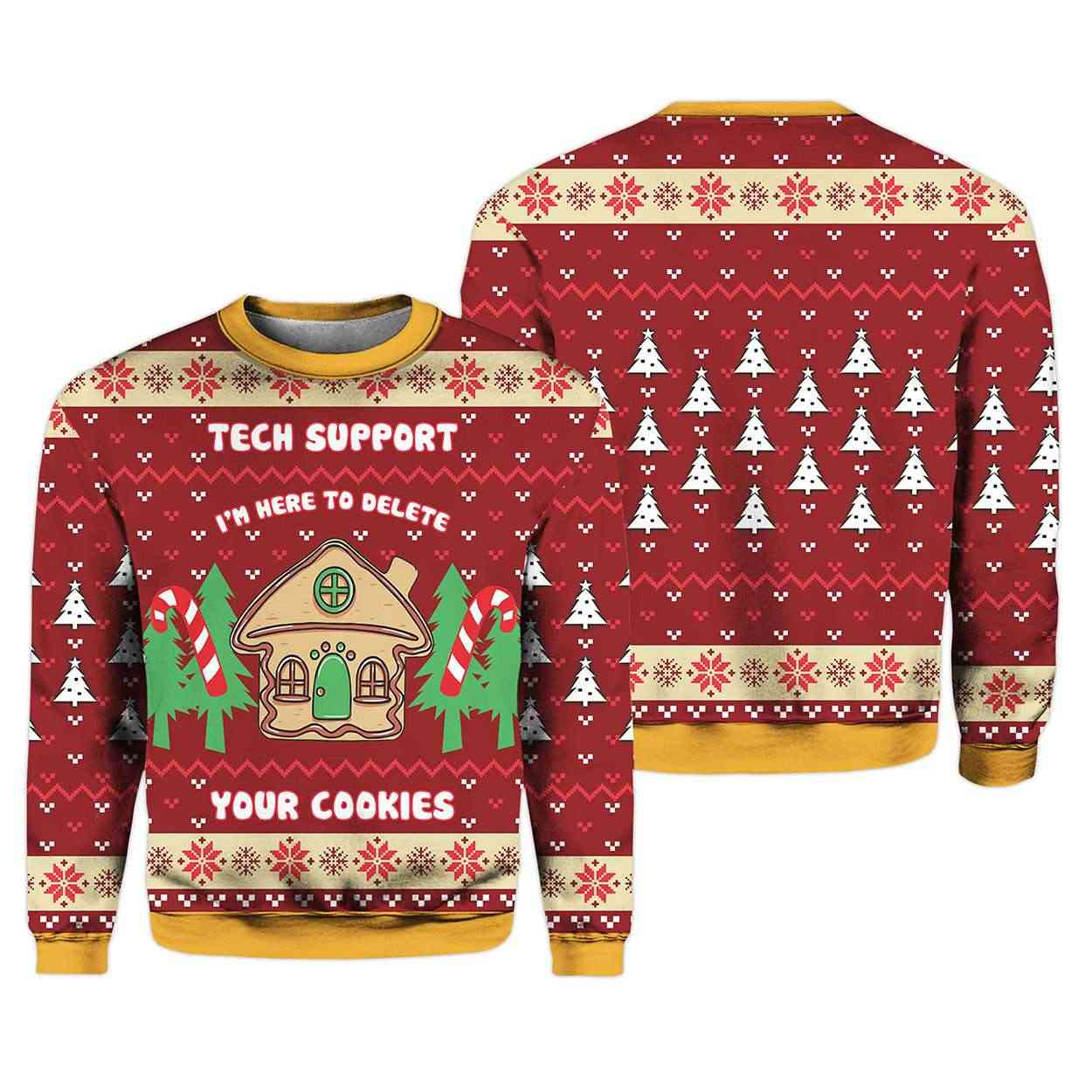 Tech Support Delete Your Cookies Funny Xmas Sweater