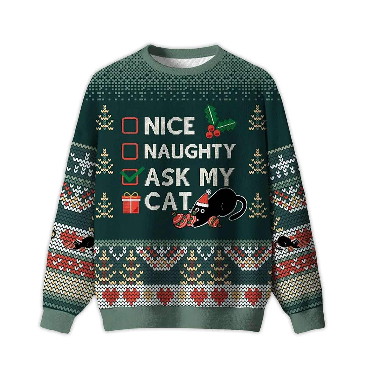 The Cats Christmas List Ugly Christmas Sweater The Cat's Christmas List Ugly Christmas Sweater
