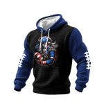 The Patriot Maye Football Print Checkered Fabric Hooded Sweatshirt