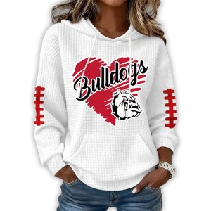 Bulldogs Love Football Waffle Hoodie