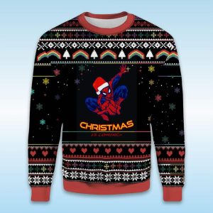SpiderMan Christmas Is Coming Christmas Ugly Sweater1
