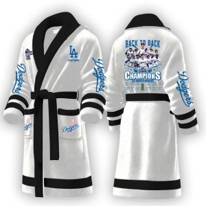 2025 Dodgers World Series Champions Signature Fleece Bathrobe2
