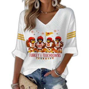 Chiefs Turkey And Touchdowns Waffle Long Sleeve T Shirt1