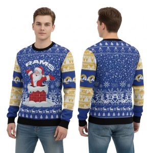Rams Funny Santa Holiday Ugly Christmas Sweater