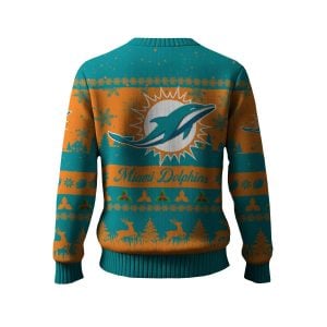 2025 Dolphins Reindeer Christmas Tree Pattern Ugly Sweater1