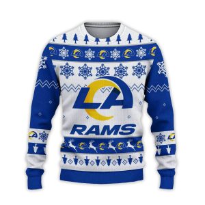 2025 Rams Football Reindeer Christmas Ugly Sweater1