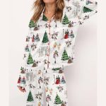 Watercolor Christmas Silky Satin Pajama Set