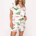 Watercolor Flamingo Silky Satin Pajama Set