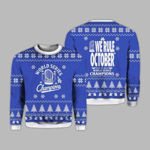 2025 Dodgers World Series We Rule October Back To Back Ugly Sweater 1 2025 Dodgers World Series We Rule October Back To Back Ugly Sweater 2