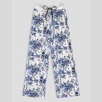 West Highland White Terrier Contrast Wide Leg Pants