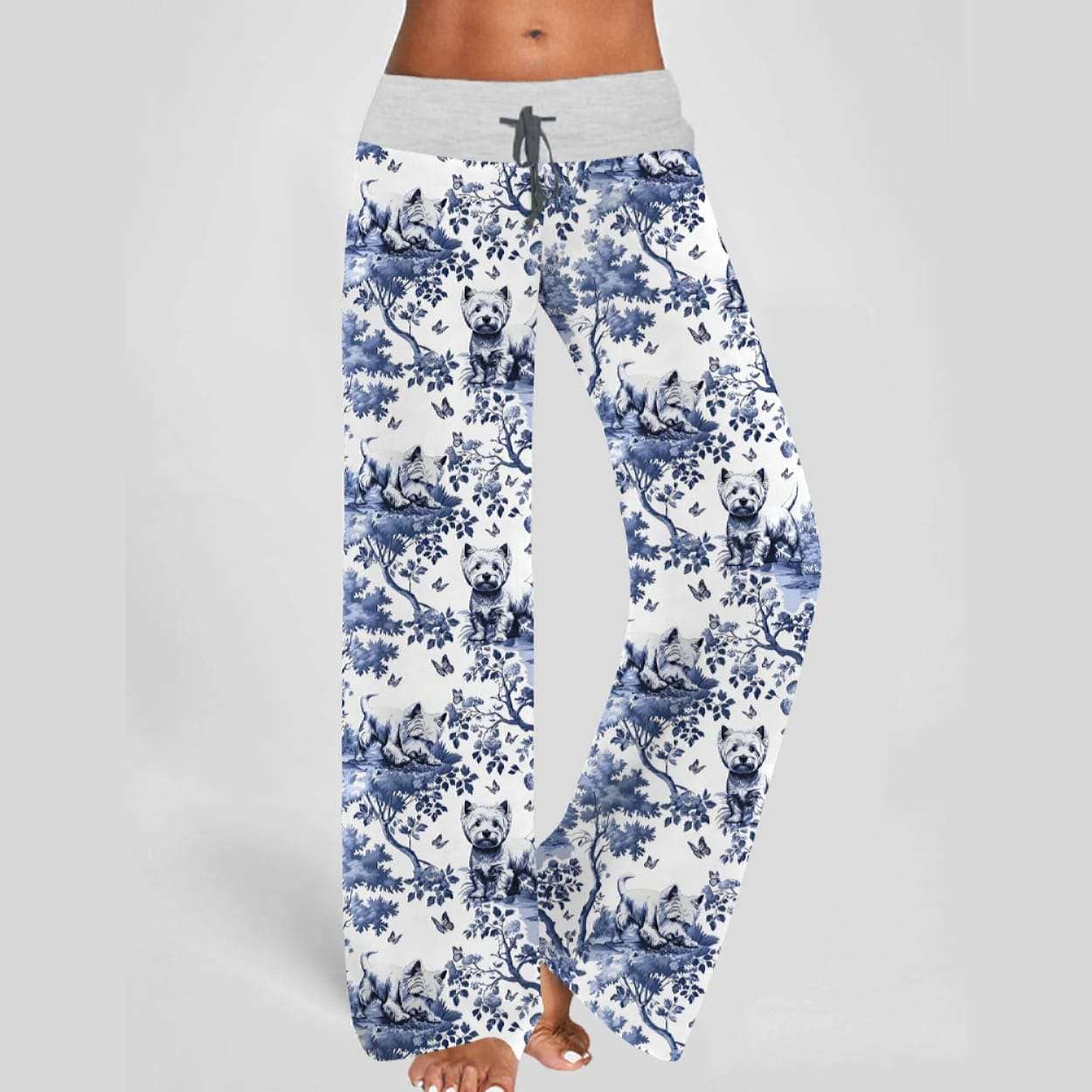 West Highland White Terrier Contrast Wide Leg Pants West Highland White Terrier Contrast Wide Leg Pants