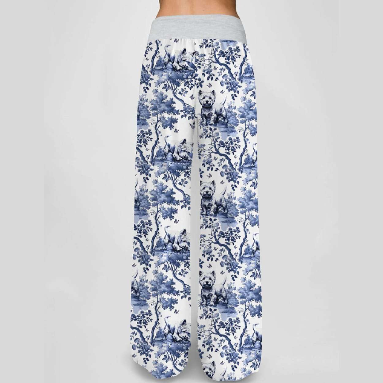 West Highland White Terrier Contrast Wide Leg Pants West Highland White Terrier Contrast Wide Leg Pants