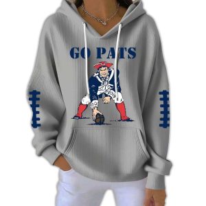 NE Patriots Go Pats Football Pit Striped Hoodie4