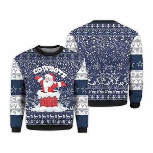 2025 Cowboys Funny Santa Christmas Ugly Sweater 1