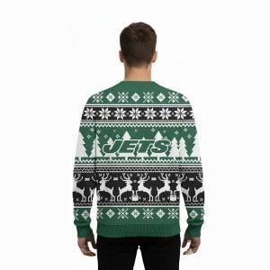 2025 Christmas Jets Reindeer Football Ugly Sweater2