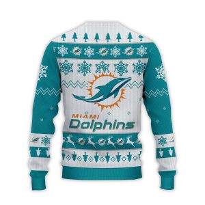 2025 Dolphins Football Reindeer Christmas Ugly Sweater2