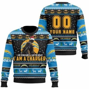 Personalized I Am Vengeance I Am The Night I Am A Charger Ugly Sweater
