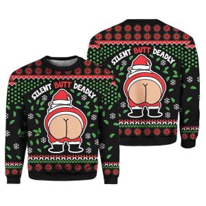 Funny Silent Butt Deadly Santa Ugly Christmas Sweater