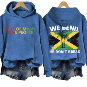 Retro Jamaica Strong Out Of Many One People We Bend We Dont Break Print Hoodie1
