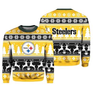 2025 Christmas Steelers Reindeer Football Ugly Sweater 1