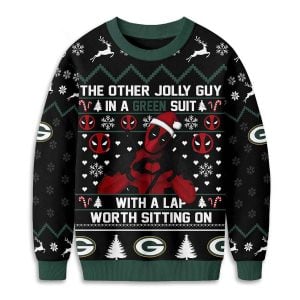 Packers Deadpool The Other Jolly Guy In A Green Suit Christmas Ugly Sweater