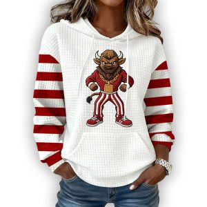 Hoosier the Bison Football Print Waffle Hoodie