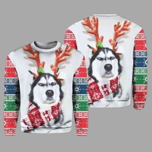 Husky Dog Ugly Christmas Sweater 1 Husky Dog Ugly Christmas Sweater 2
