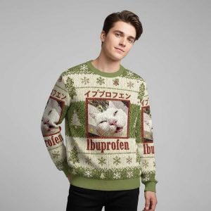 Ibuprofen Meme Cat Christmas Ugly Sweater