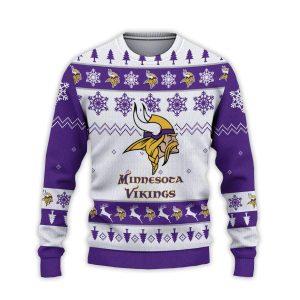 2025 Vikings Football Reindeer Christmas Ugly Sweater1
