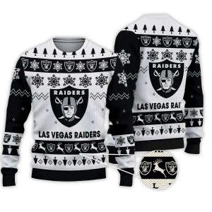 2025 Raiders Football Reindeer Christmas Ugly Sweater