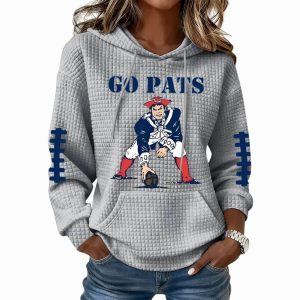 NE Patriots Go Pats Football Print Waffle Hoodie3