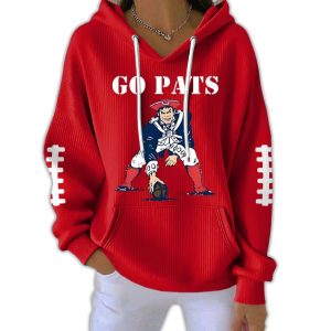 NE Patriots Go Pats Football Pit Striped Hoodie1