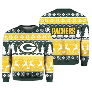 2025 Christmas Packers Reindeer Football Ugly Sweater 1