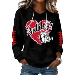 Bulldogs Love Football Waffle Hoodie1