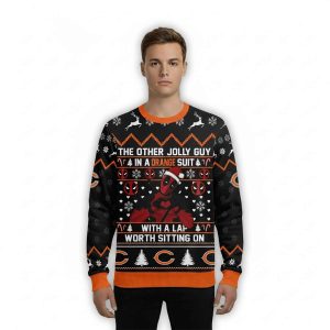 Bears Deadpool The Other Jolly Guy In A Orange Suit Christmas Ugly Sweater1