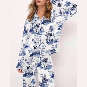Pug Silky Satin Pajama Set2