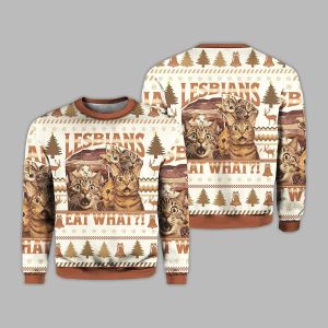2025 Christmas Cat Lesbians Eat What Ugly Sweater 2