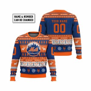 2025 Personalized Mets Ugly Christmas Sweater