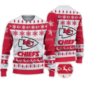 2025 Chiefs Football Reindeer Christmas Ugly Sweater