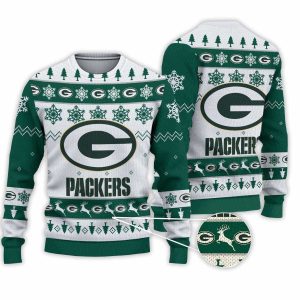 2025 Packers Football Reindeer Christmas Ugly Sweater